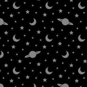 Cosmic Dreams - Black with Grey Stars
