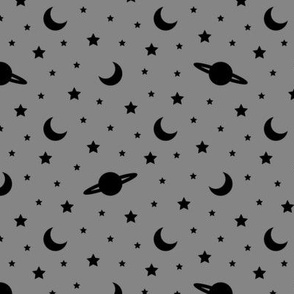 Cosmic Dreams - Light Grey with Black Stars