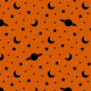 Cosmic Dreams - Orange with Black Stars