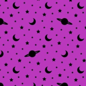 Cosmic Dreams - Bright Pink with Black Stars