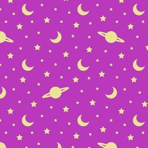 Cosmic Dreams - Bright Pink with Yellow Stars