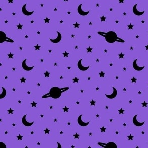 Cosmic Dreams - Bright Purple with Black Stars