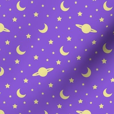 Cosmic Dreams - Bright Purple with Yellow Stars