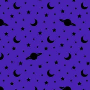 Cosmic Dreams - Purple with Black Stars