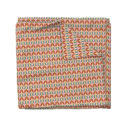 553 - $ Small scale modern faux geometric bargello embroidery in rusty gold, mustard and grey, for birthday party napkins, summer tablecloth, party table runners, jelly beans, gender neutral unisex kids apparel, patchwork and quilting,