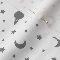 Cosmic Dreams - White with Light Grey Stars