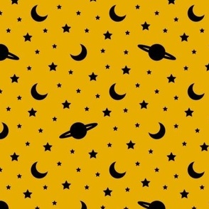 Cosmic Dreams - Yellow with Black Stars