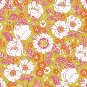 Maximalist Retro Floral Garden - yellow