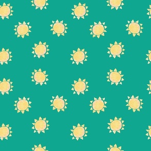 Textured Yellow Suns on Teal
