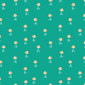 Pastel Buttercups on Teal