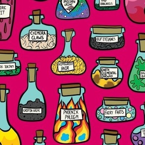 Hot Pink Halloween Aesthetic Potion Bottles (Medium)