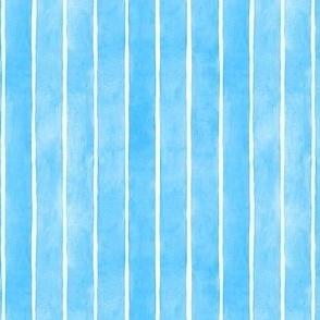 Turquoise Watercolor Broad Vertical Stripes - Small Scale - Mood Bursting Brights Beach House Coastal Nautical