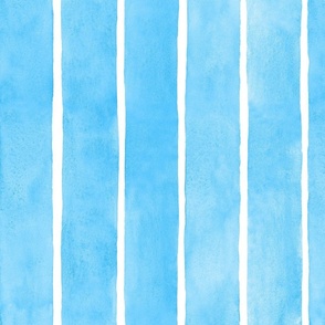 Turquoise Watercolor Broad Vertical Stripes - Large Scale - Mood Bursting Brights Beach House Coastal Nautical