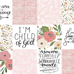 Child of God Patchwork - Floral Multi - Christian Quilt with Scripture 