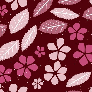 The Way of Cherry Blossoms on Burgundy//L