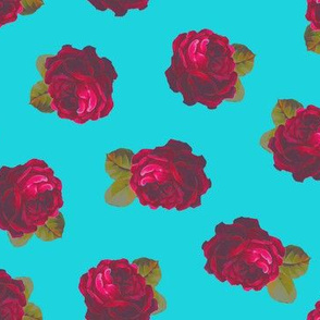Roses on turquoise