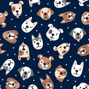 puppy dogs - cute dogs - navy - C23