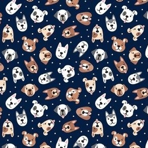 (3/4" scale) puppy dogs - cute dogs - navy - C23