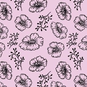 Hand-Drawn Flowers on Pink