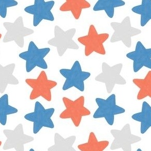 Watercolor Stars - Red, White and Blue