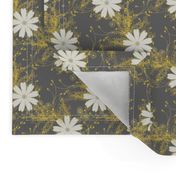 Cosmos Floral in gray and yellow