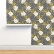 Cosmos Floral in gray and yellow