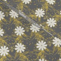 Cosmos Floral in gray and yellow