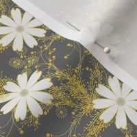 Cosmos Floral in gray and yellow