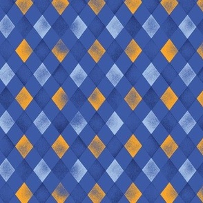 [M] Stamped Diamond Harlequin - Blue and orange: Hand stamped, abstract, geometric, blender, kids, gender neutral, boys