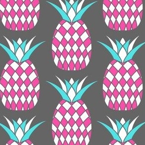 Pink and white Pineapple on gray