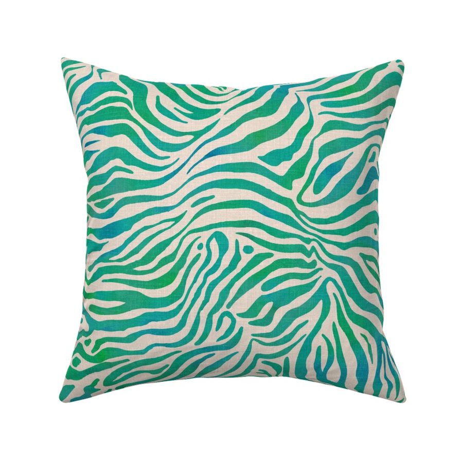 Zebra Print Watercolour Green Blue