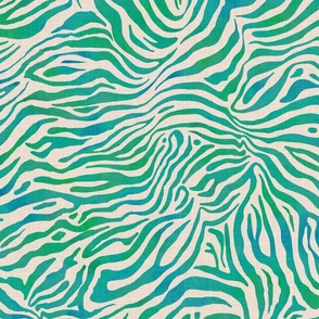 Zebra Print Watercolour Green Blue