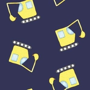 Yellow watercolor diggers on Navy Blue - signature colour collection 