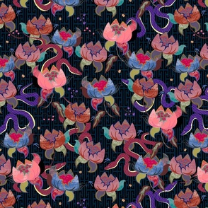 Opulent Snake fabric design navy