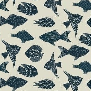 Marine Life - minimal fish pattern, large