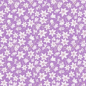 Star white flowers lilac ditsy