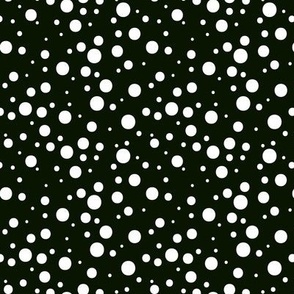 White polka dots on black