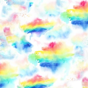 Watercolour rainbow clouds