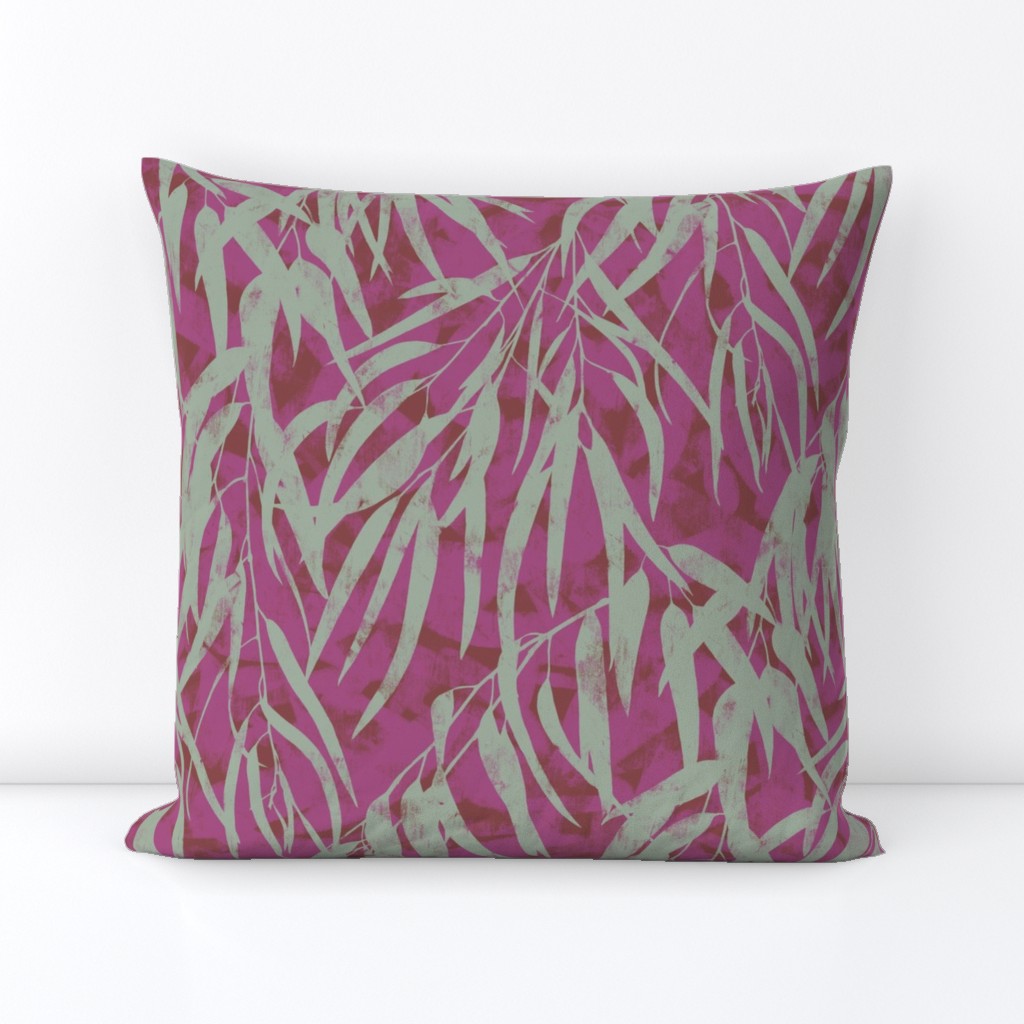 abstract leaves - green & purple & rosewood