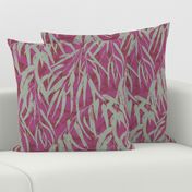 abstract leaves - green & purple & rosewood