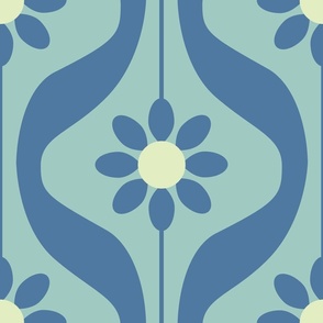 Modern Daisies in Teal and Blue