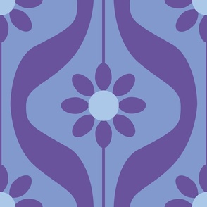 Modern Daisies in Blue and Purple