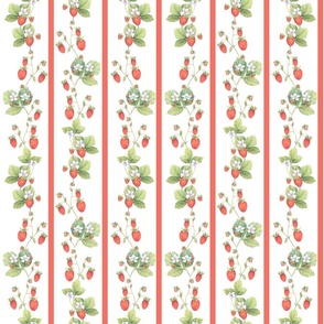 RSVD - VTG Strawberry Strawberries Floral Cotton Fabric ~Red Green White  Yellow