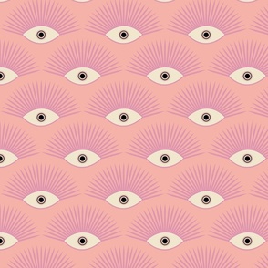 Art Deco Evil Eye - Retro Pastel Pink