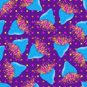 Gum Root Flowers Pattern | Sky Blue and Purple Color Palette
