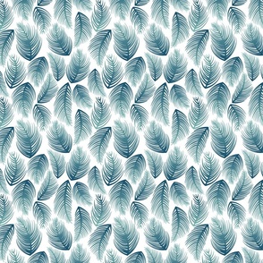 Palm Leaves - Blue Ombre + White - SMALL