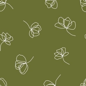 Medium // Flower Doodles: Simple Flowing Line Drawing Florals - Calla Green 