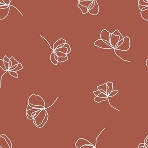 Medium // Flower Doodles: Simple Flowing Line Drawing Florals - Bruschetta Pink 
