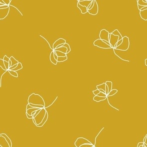 Medium // Flower Doodles: Simple Flowing Line Drawing Florals - Lemon Curry Yellow 