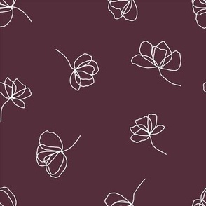 Medium // Flower Doodles: Simple Flowing Line Drawing Florals - Fig Purple